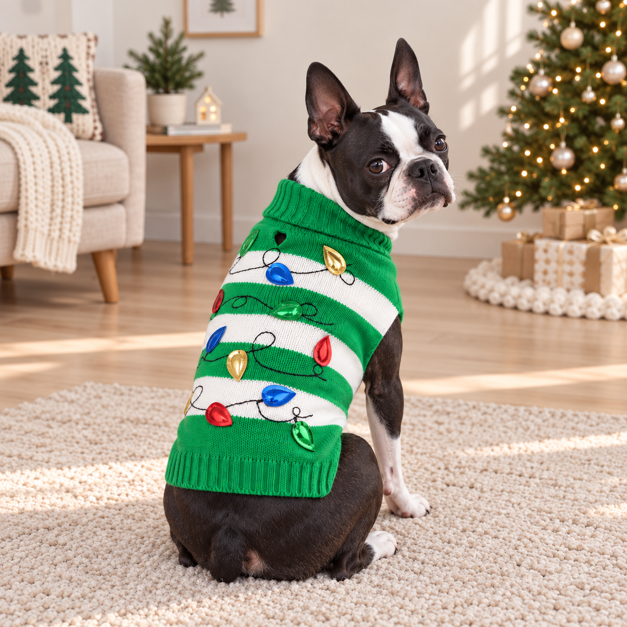 Casual High Collar Christmas Sweater For Dogs And Cats