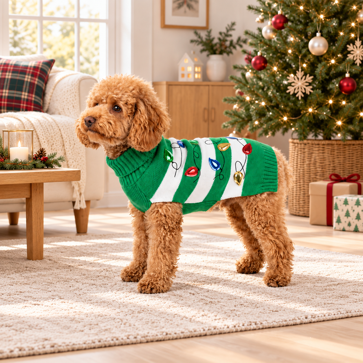 Casual High Collar Christmas Sweater For Dogs And Cats