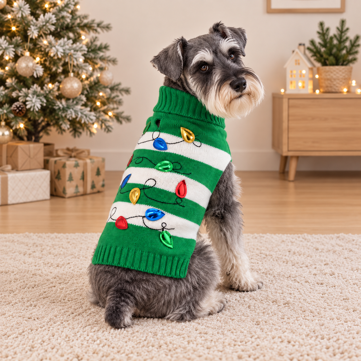 Casual High Collar Christmas Sweater For Dogs And Cats
