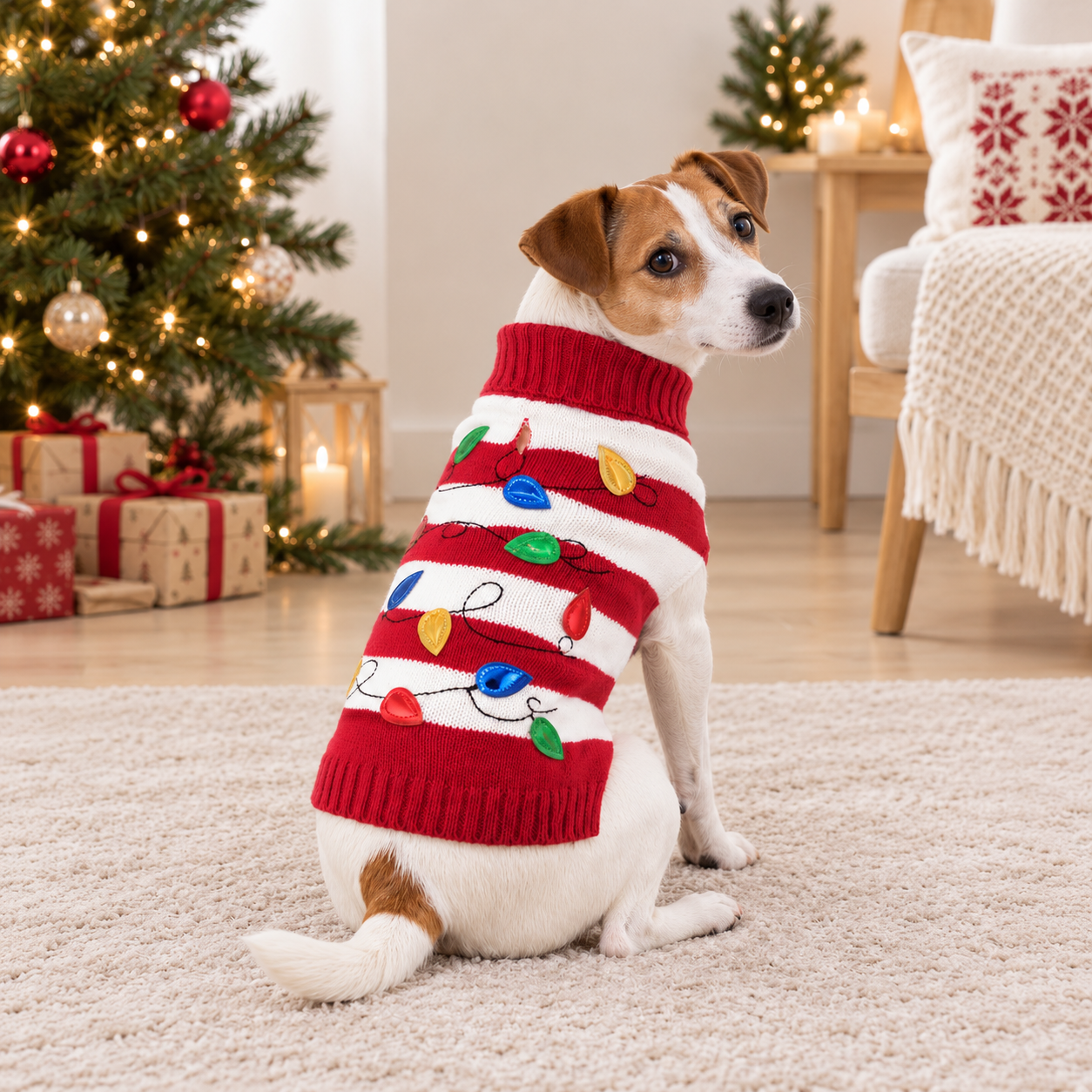 Casual High Collar Christmas Sweater For Dogs And Cats