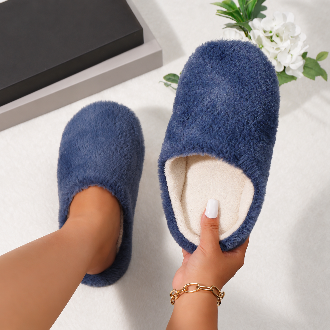 Fluffy Faux Fur Warm Lightweight Winter House Slippers