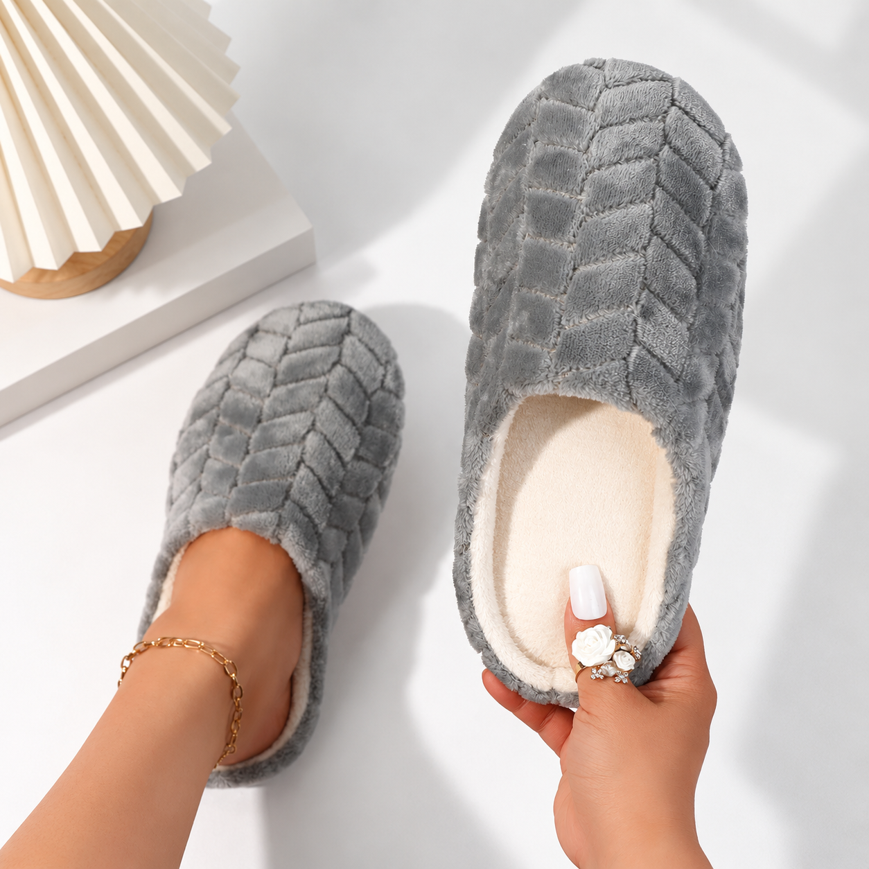 Fluffy Faux Fur Warm Lightweight Winter House Slippers