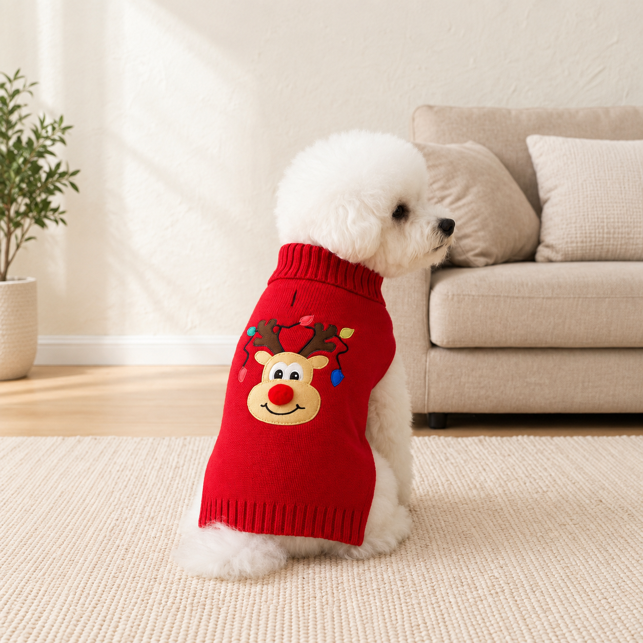 Casual Christmas High Collar Sweater For Dogs