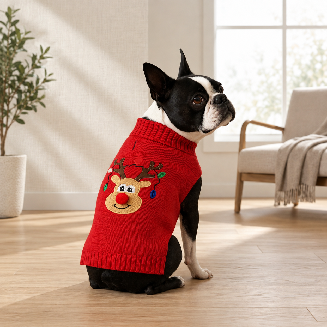 Casual Christmas High Collar Sweater For Dogs