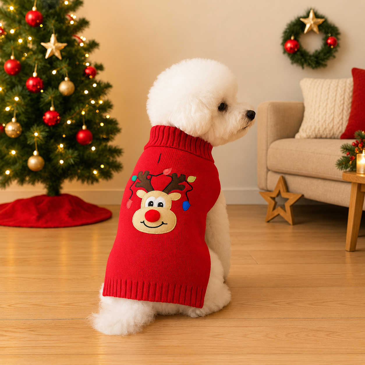 Casual Christmas High Collar Sweater For Dogs