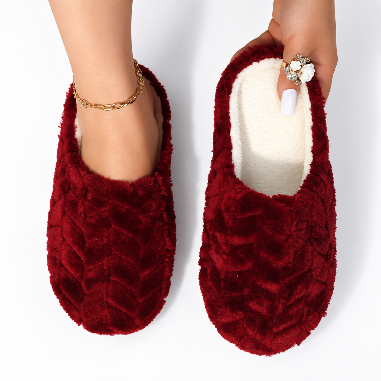 Fluffy Faux Fur Warm Lightweight Winter House Slippers