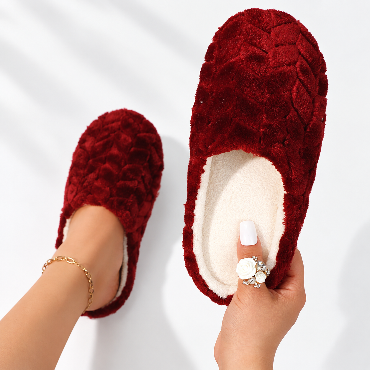 Fluffy Faux Fur Warm Lightweight Winter House Slippers
