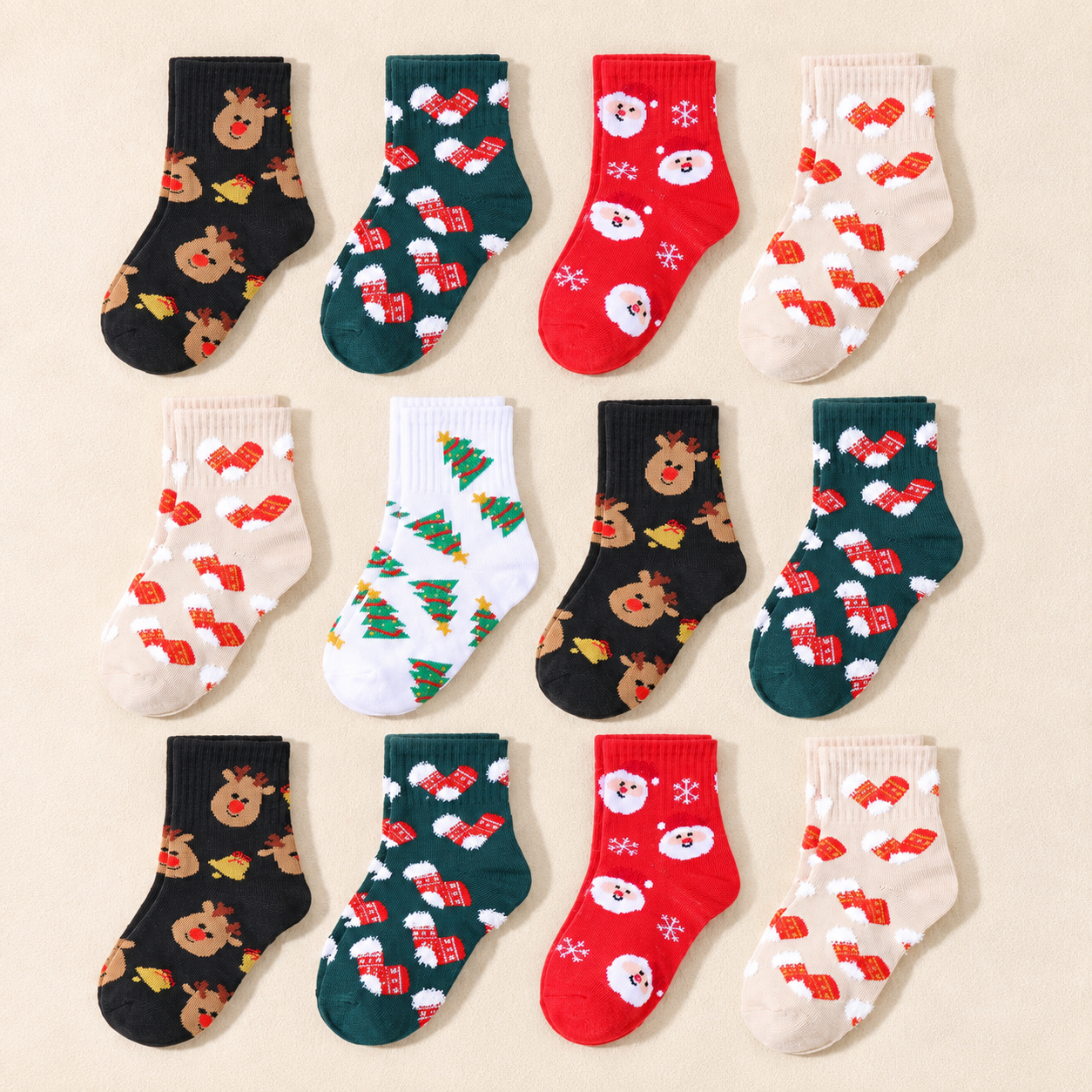 Pack of 5 Christmas Pattern Socks For Kids