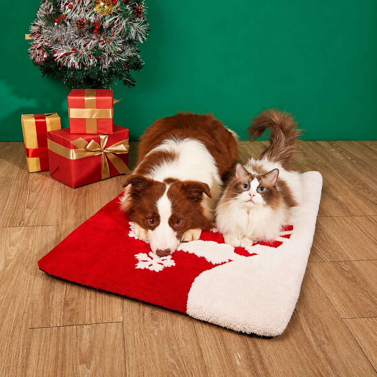 Casual Christmas Pattern Mat Bed For Pets