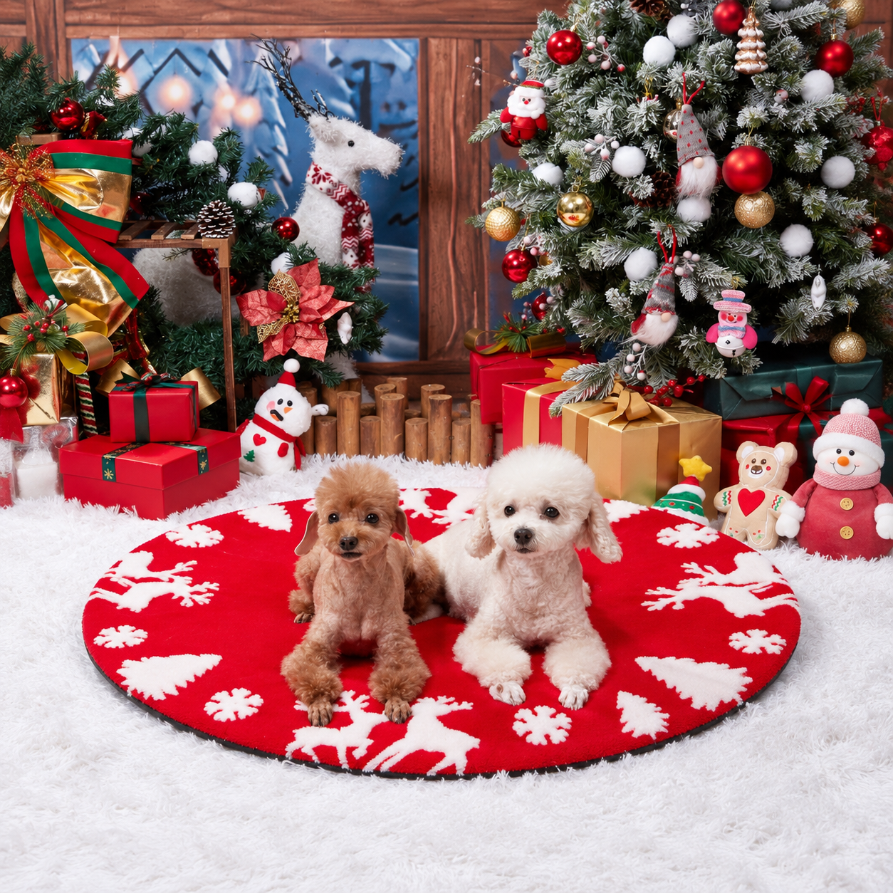 Casual Christmas Pattern Mat Bed For Pets