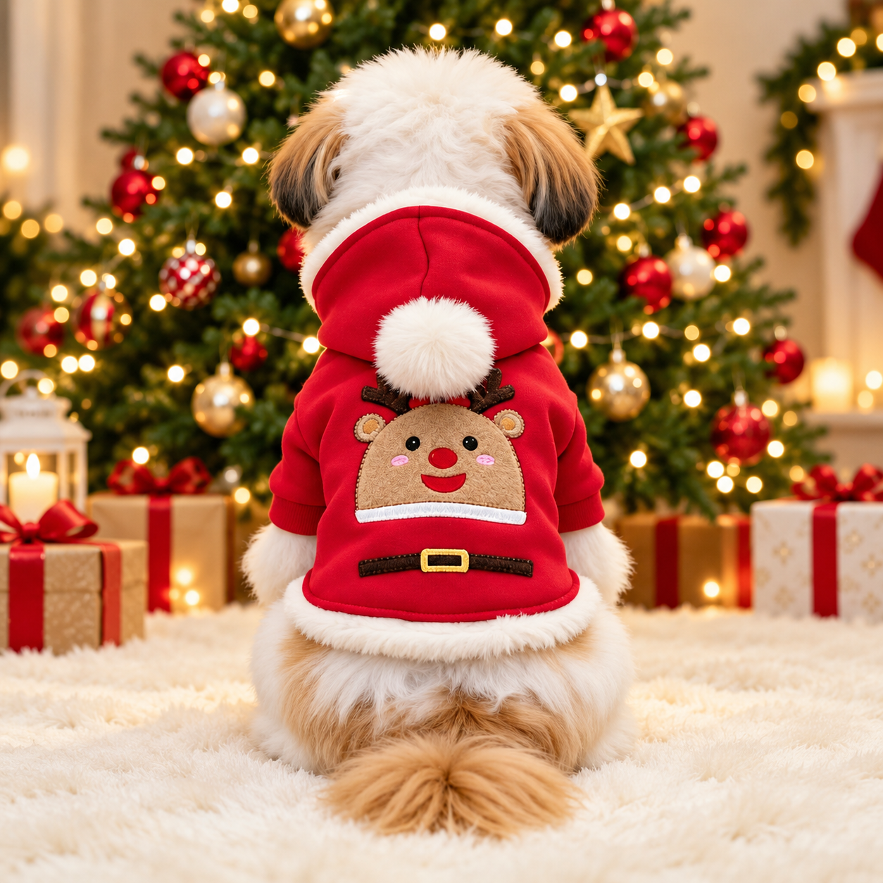 Christmas Bean Print Pet Sweatshirt for Dogs and Cats