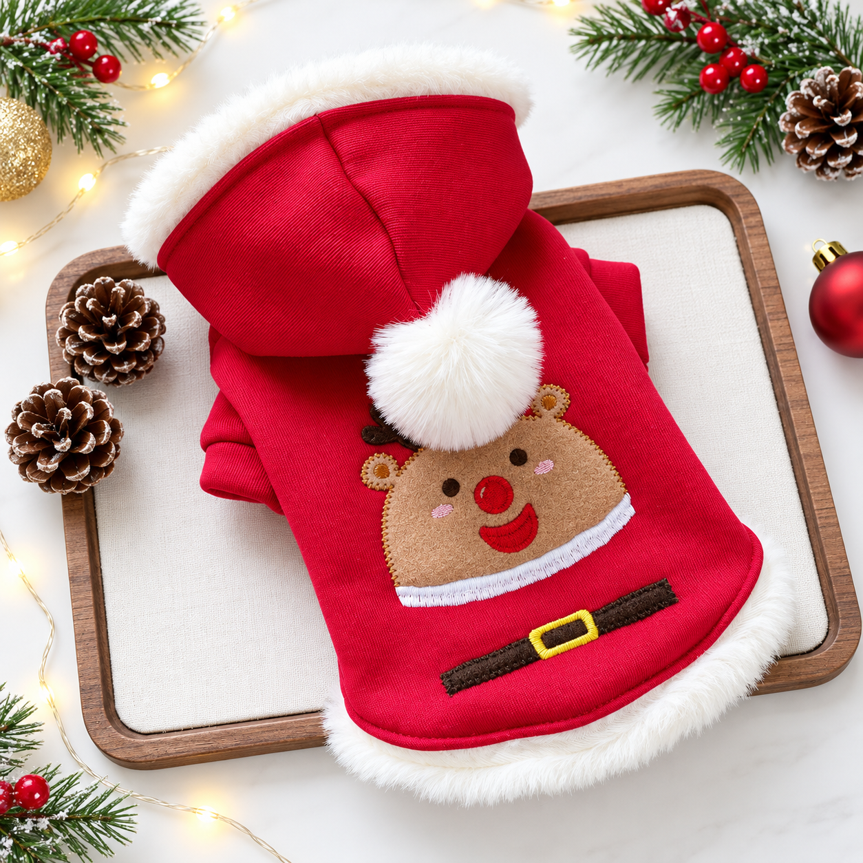 Christmas Bean Print Pet Sweatshirt for Dogs and Cats