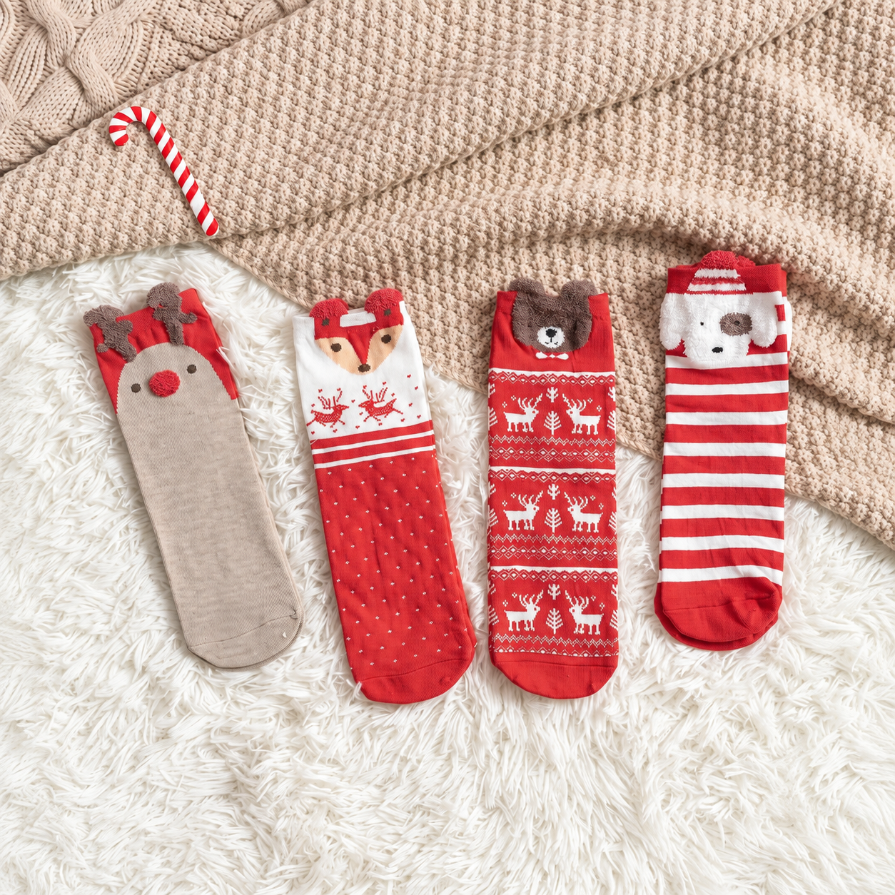Animal Pattern Mid Calf Athletic Socks For Family