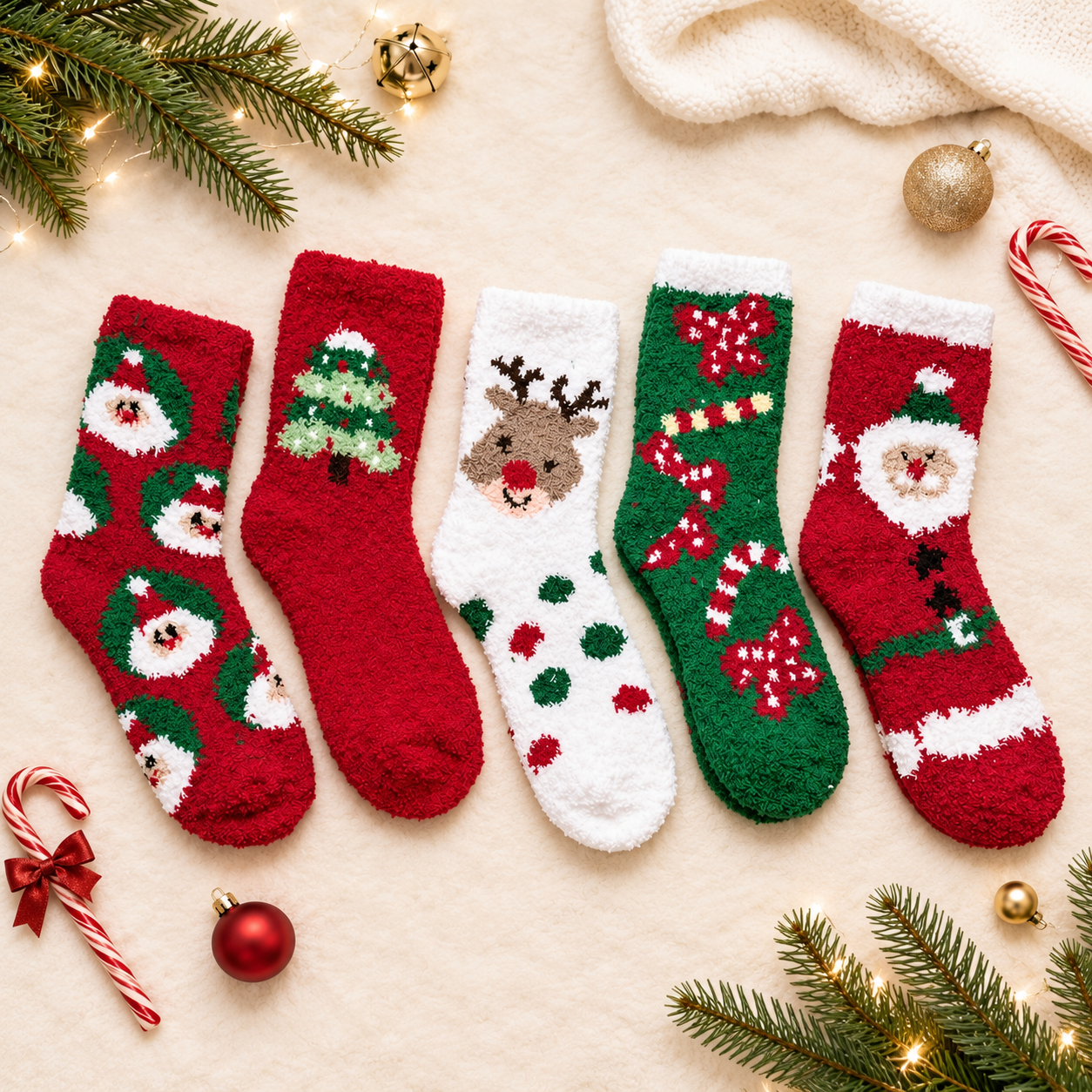 5 Pairs Mid Calf Cartoon Yoga Socks For Women