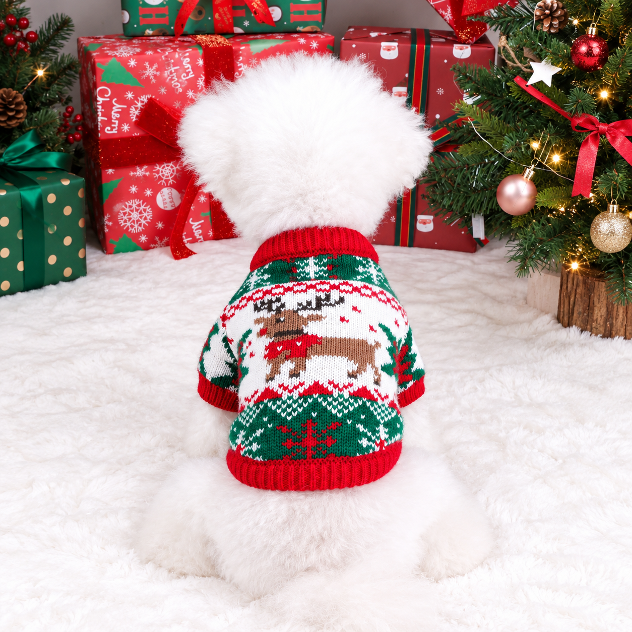 Striped Christmas Pet Sweater for Dogs and Cats