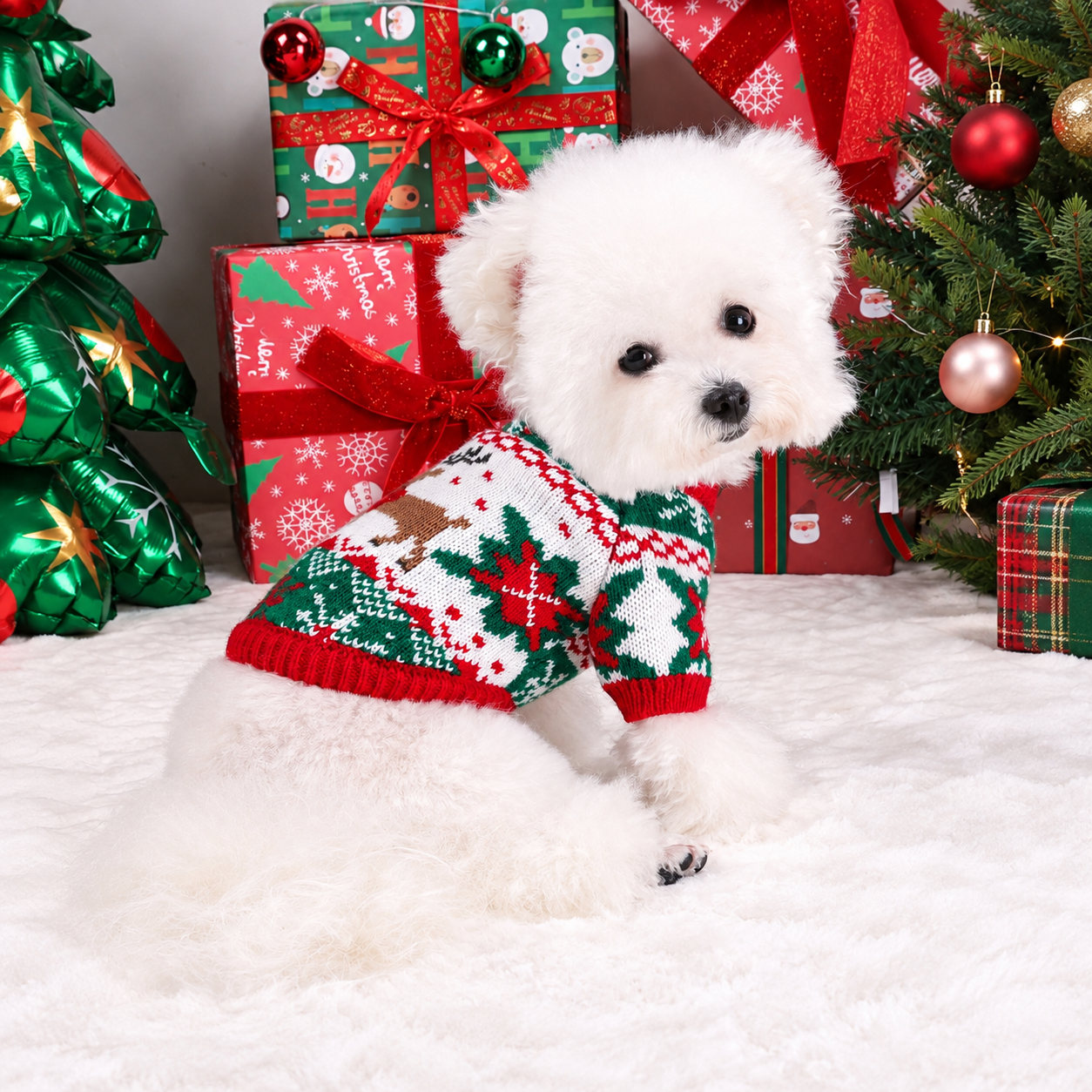 Striped Christmas Pet Sweater for Dogs and Cats