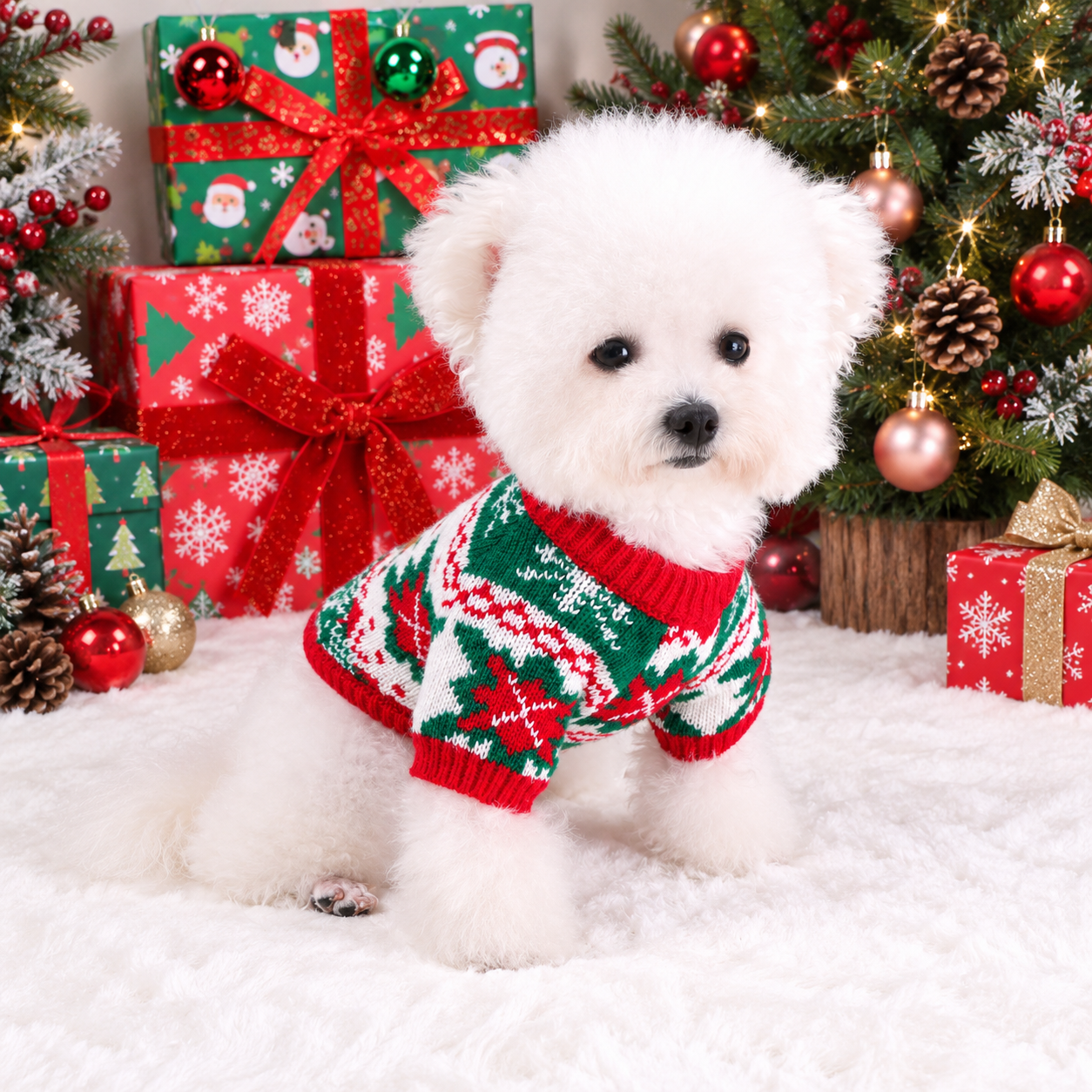 Striped Christmas Pet Sweater for Dogs and Cats