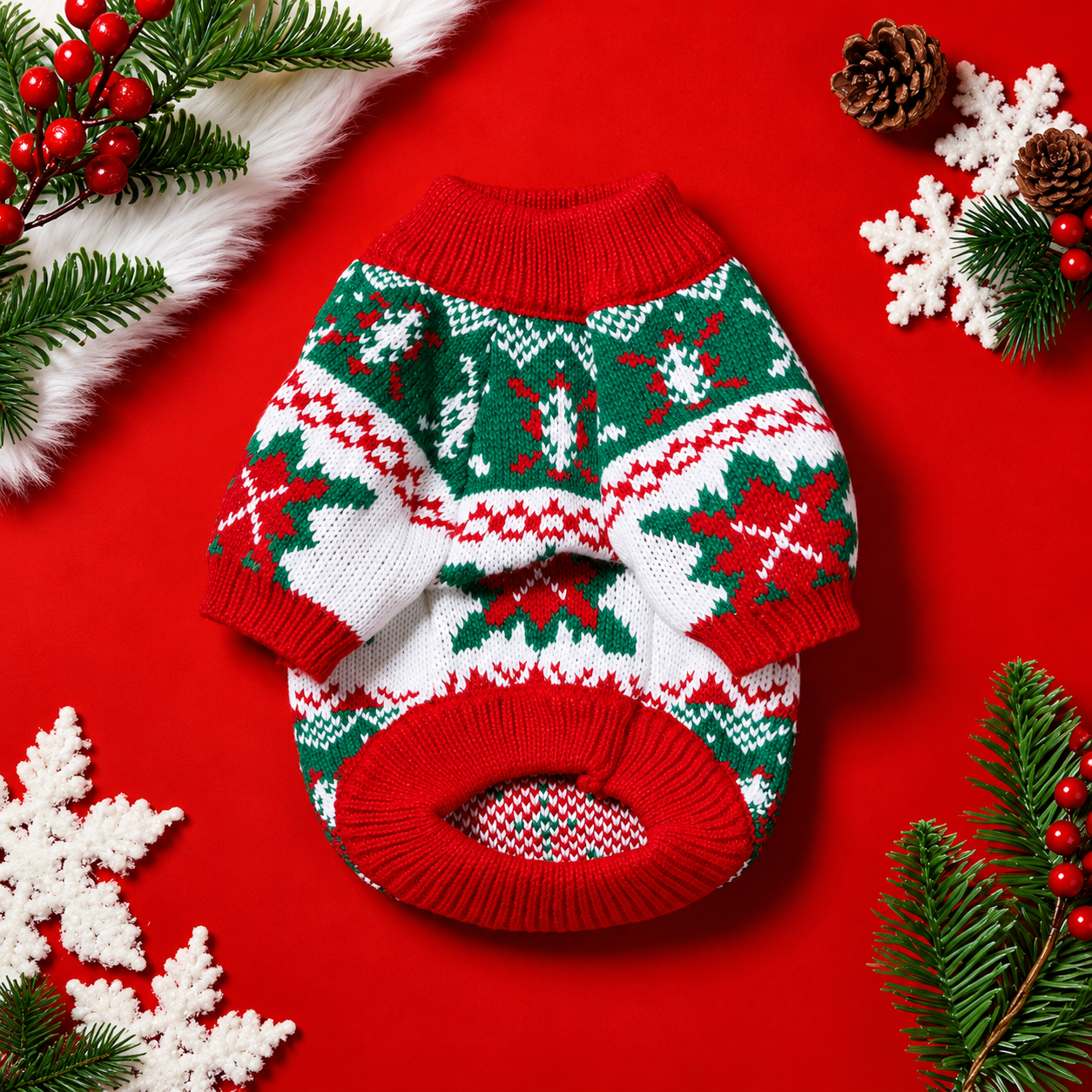 Striped Christmas Pet Sweater for Dogs and Cats