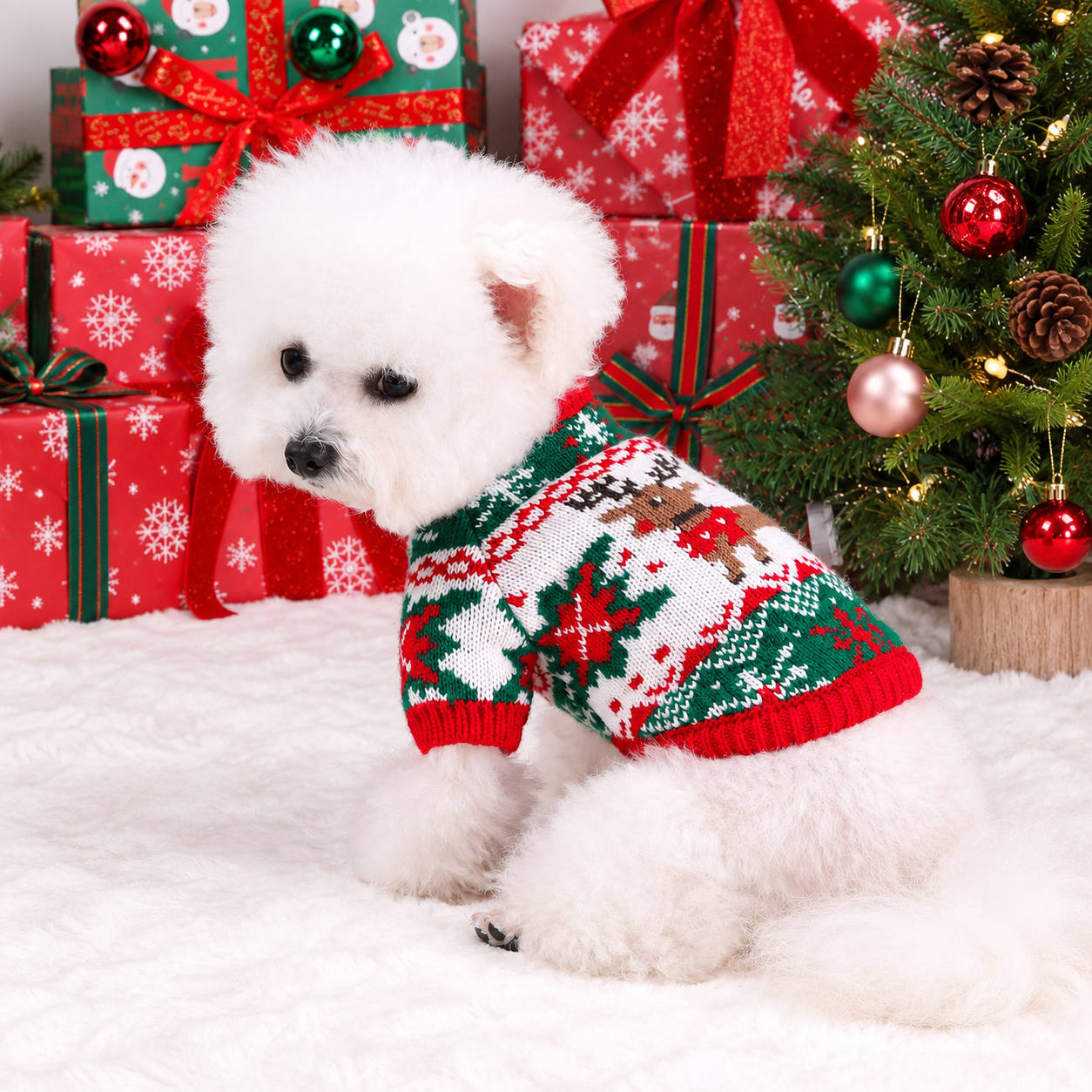 Striped Christmas Pet Sweater for Dogs and Cats