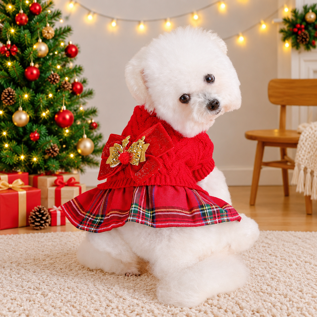 Striped Christmas Pet Sweater for Dogs and Cats
