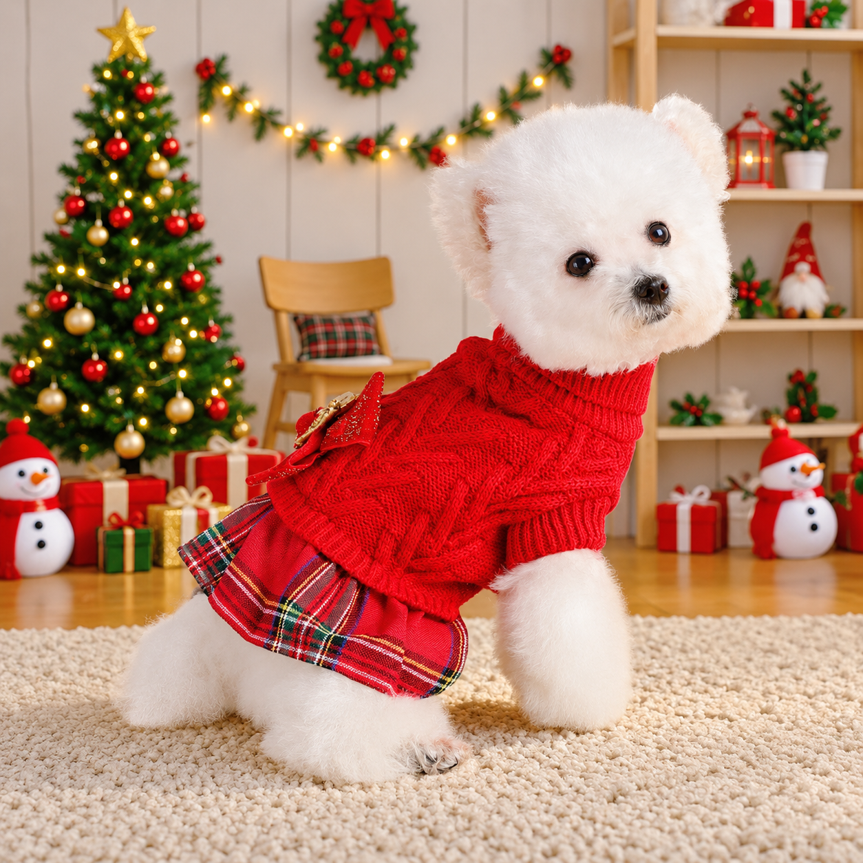 Striped Christmas Pet Sweater for Dogs and Cats