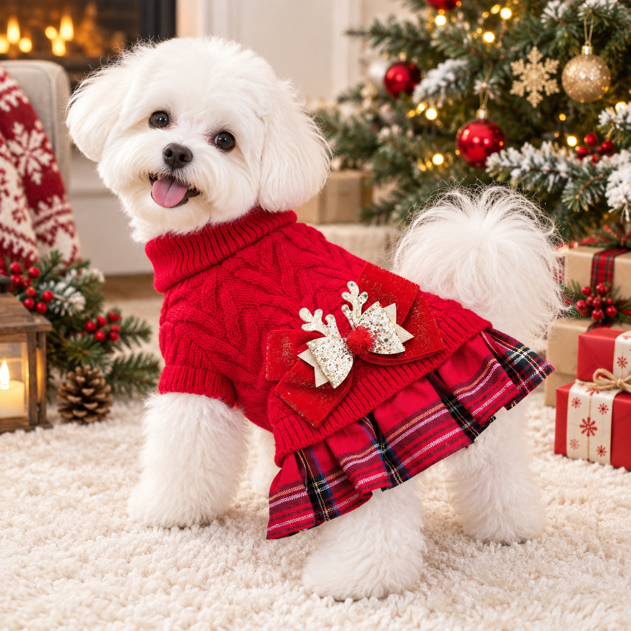 Striped Christmas Pet Sweater for Dogs and Cats
