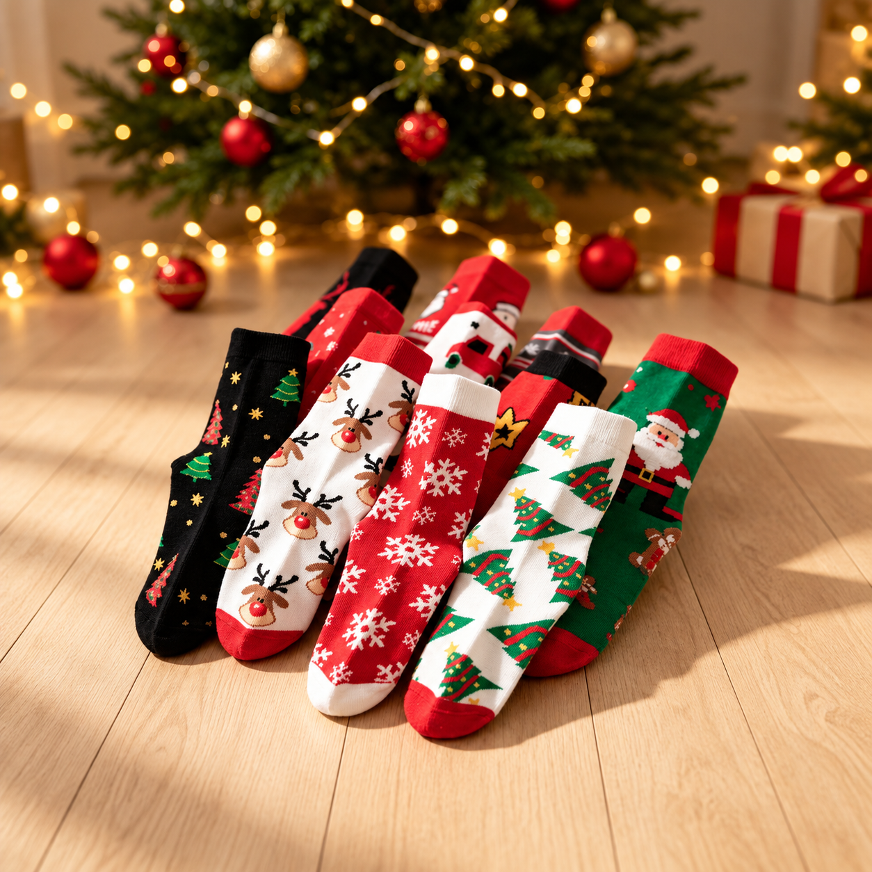 Christmas Jacquard Mid Calf Socks For Men And Women