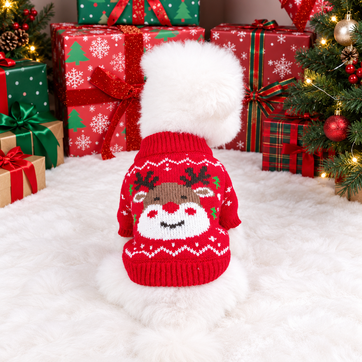 Striped Christmas Pet Sweater for Dogs and Cats