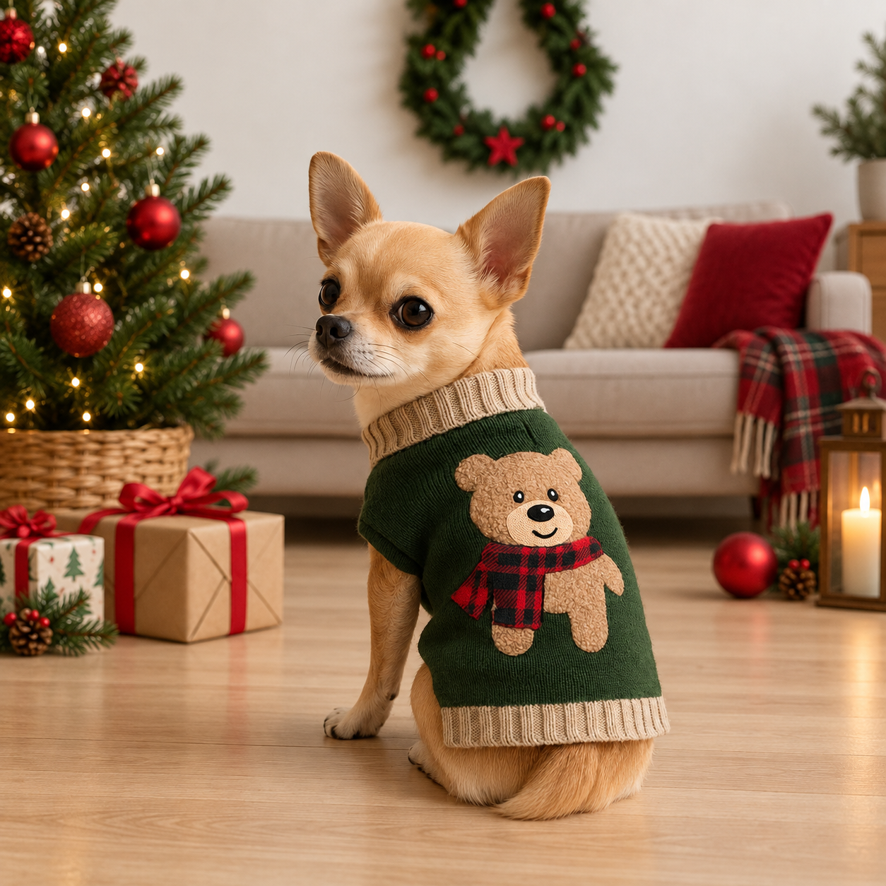 Teddy Bear Embroidered Knit Pet Sweater for Dogs and Cats