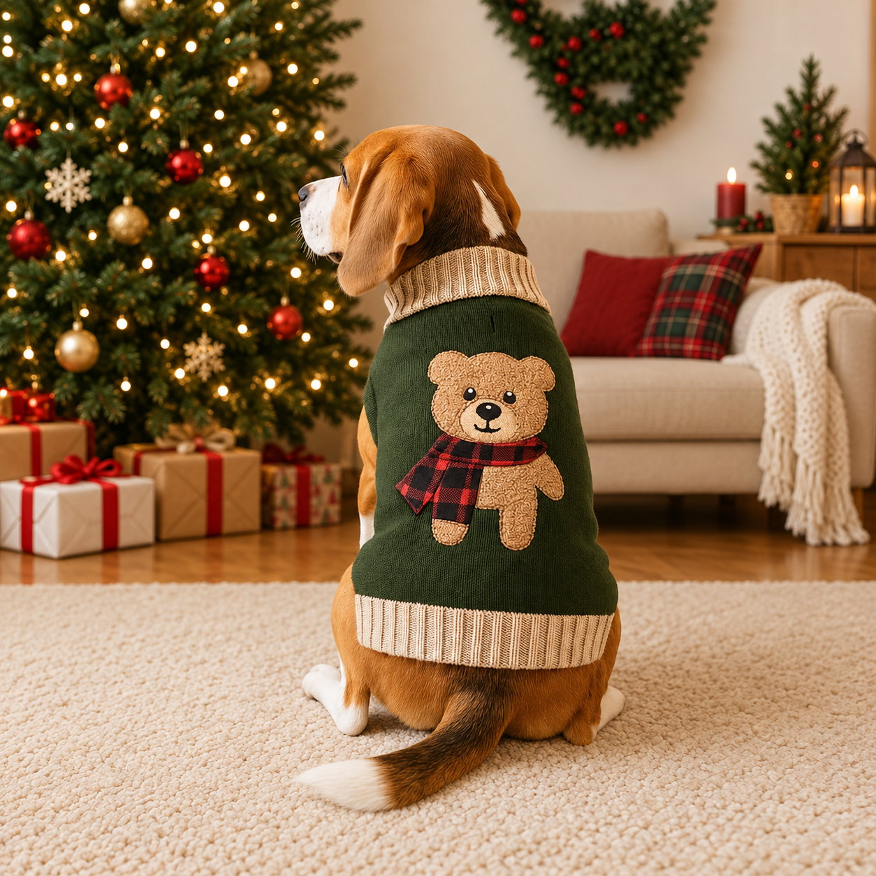 Teddy Bear Embroidered Knit Pet Sweater for Dogs and Cats