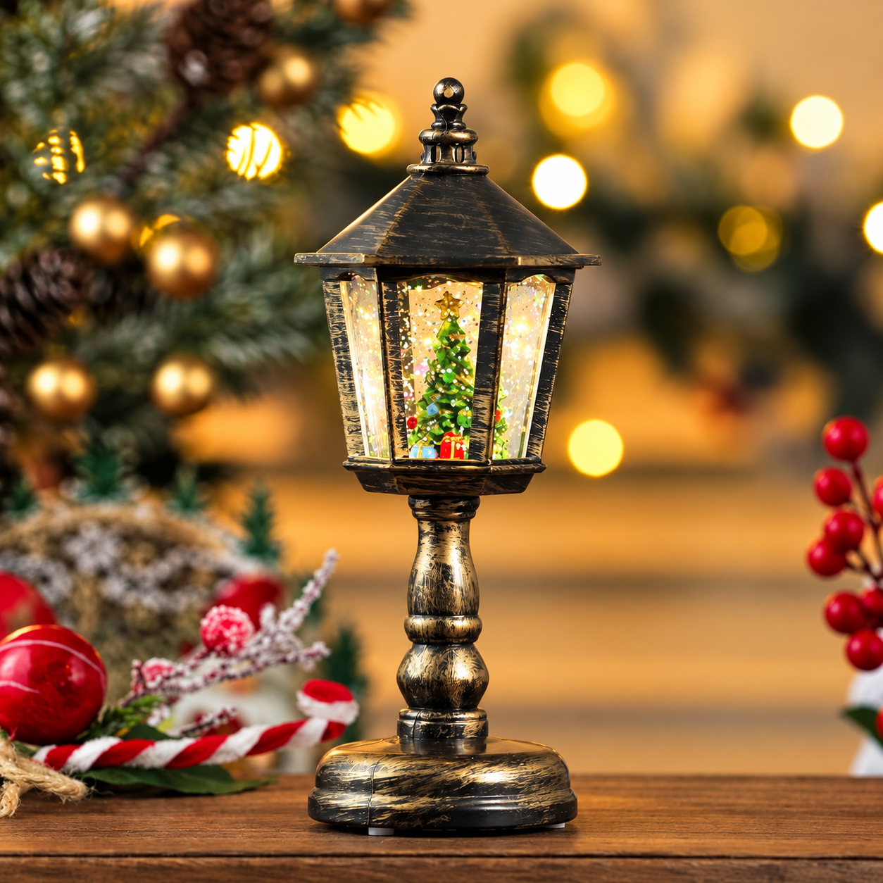 Christmas Music Water Night Light LED Lantern For Holiday Decor