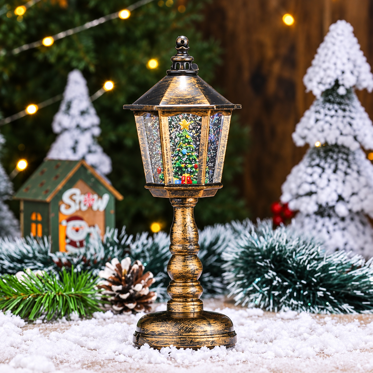 Christmas Music Water Night Light LED Lantern For Holiday Decor