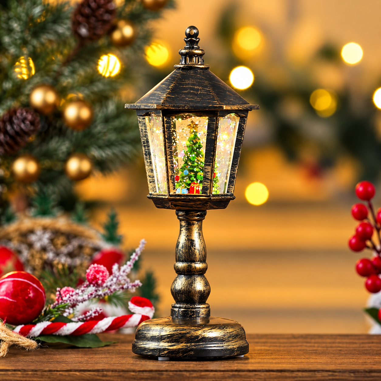 Christmas Music Water Night Light LED Lantern For Holiday Decor
