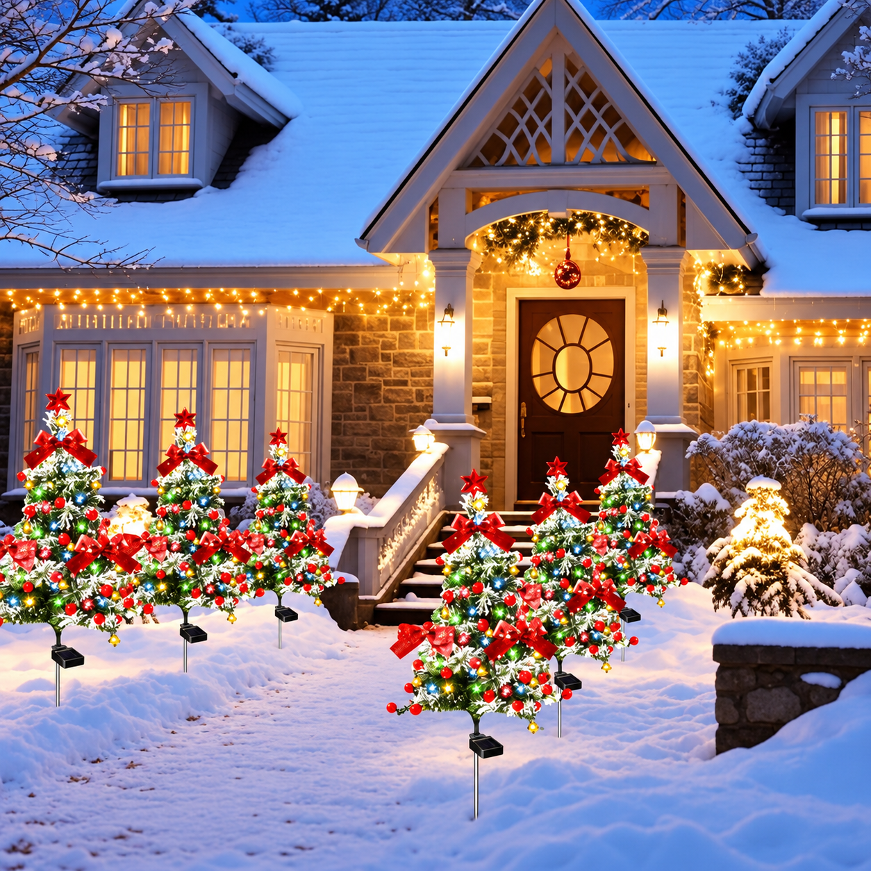 Solar Christmas Cedar Tree Lights For Outdoor Garden Decoration