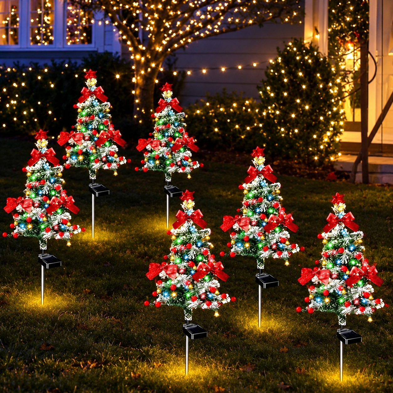 Solar Christmas Cedar Tree Lights For Outdoor Garden Decoration