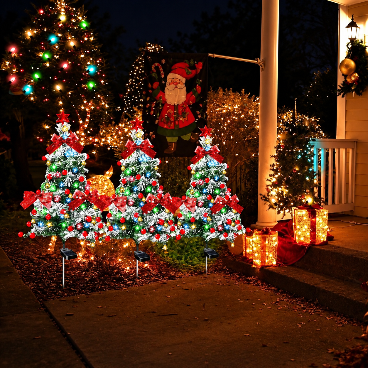 Solar Christmas Cedar Tree Lights For Outdoor Garden Decoration