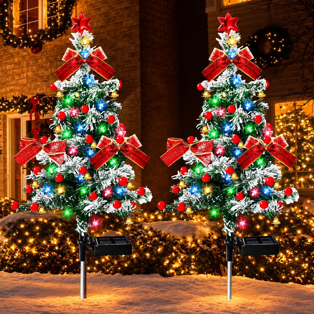 Solar Christmas Cedar Tree Lights For Outdoor Garden Decoration
