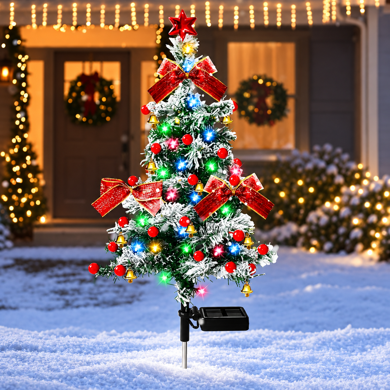 Solar Christmas Cedar Tree Lights For Outdoor Garden Decoration