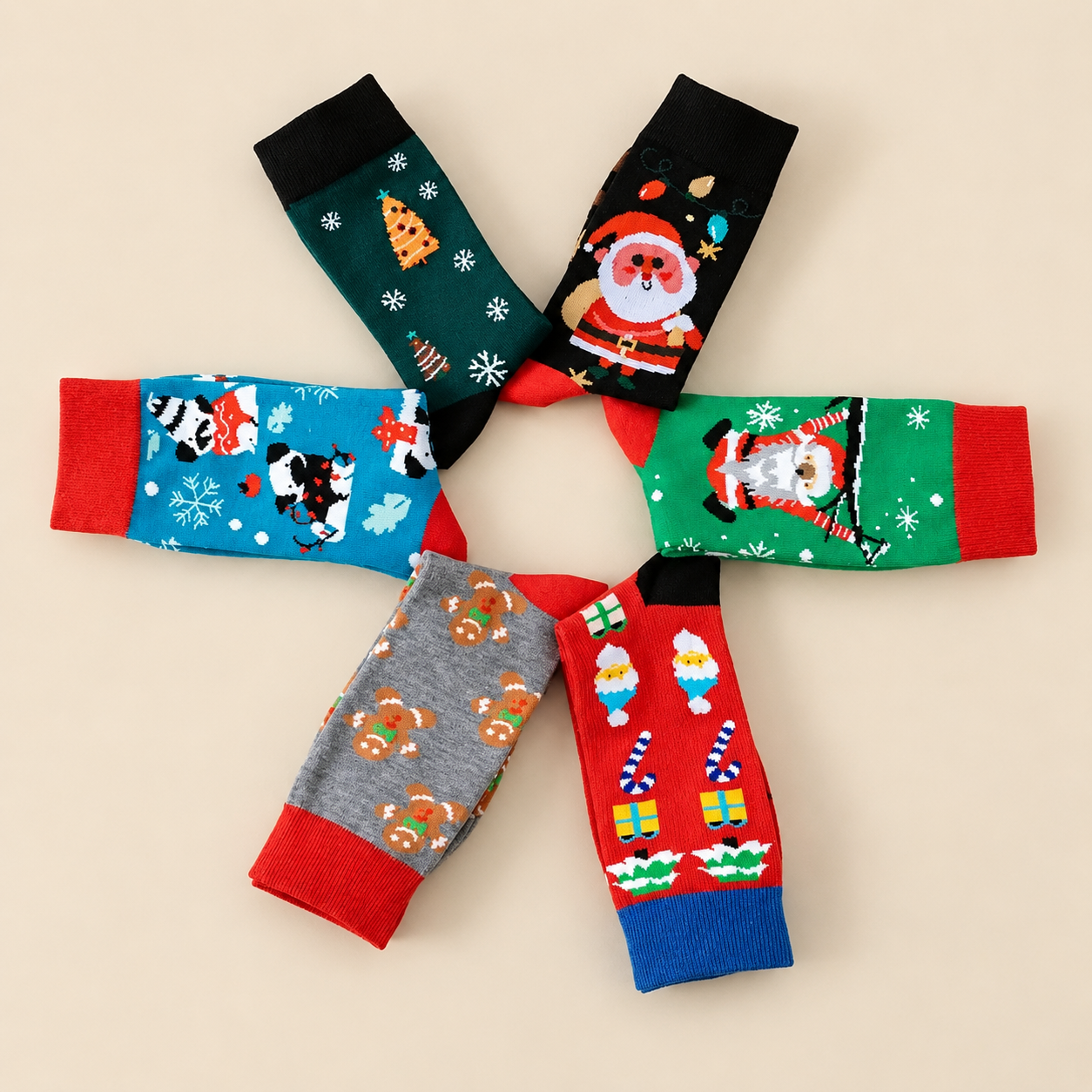 Unisex Classic Casual Cartoon Christmas Crew Socks