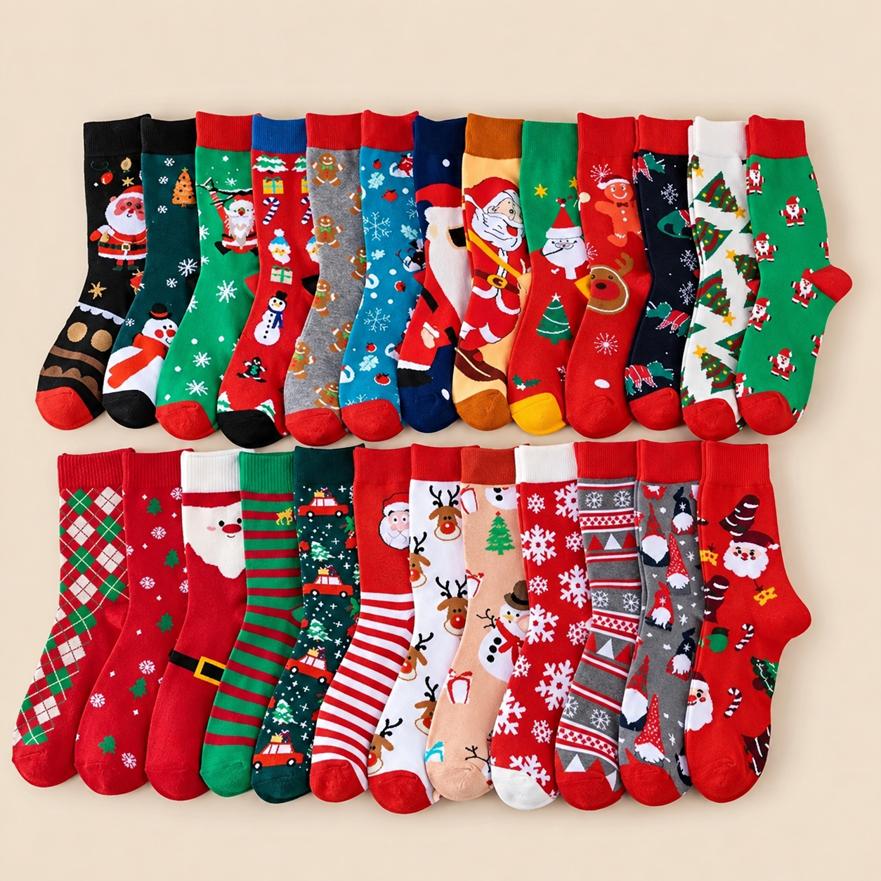 Unisex Classic Casual Cartoon Christmas Crew Socks