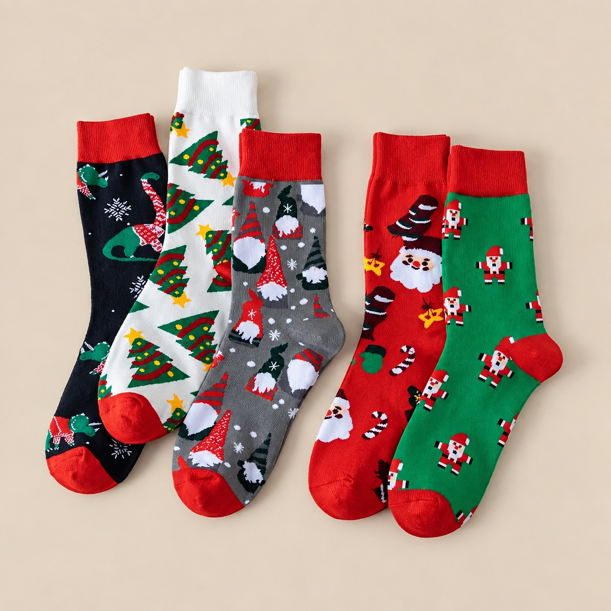 Unisex Classic Casual Cartoon Christmas Crew Socks
