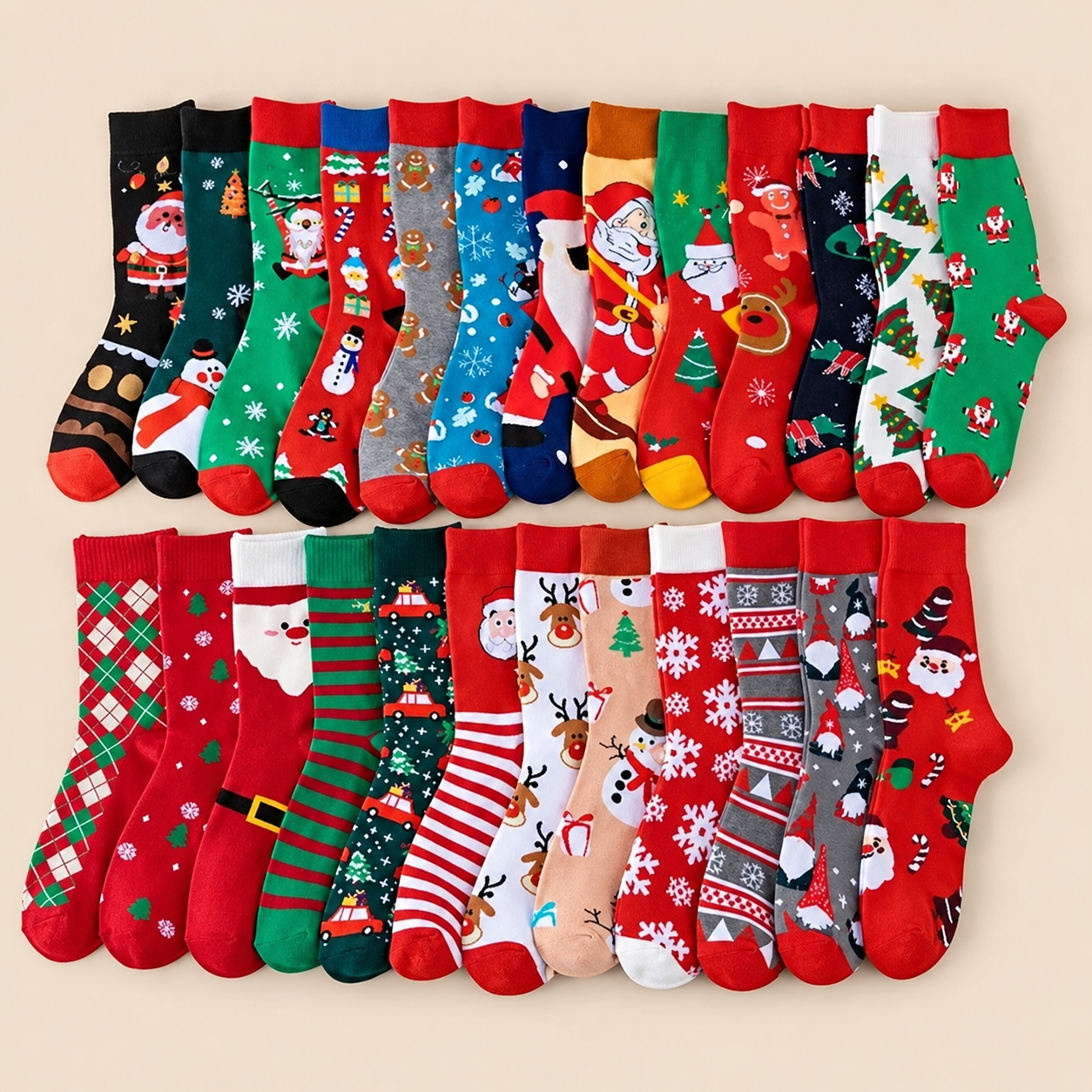 Unisex Classic Casual Cartoon Christmas Crew Socks