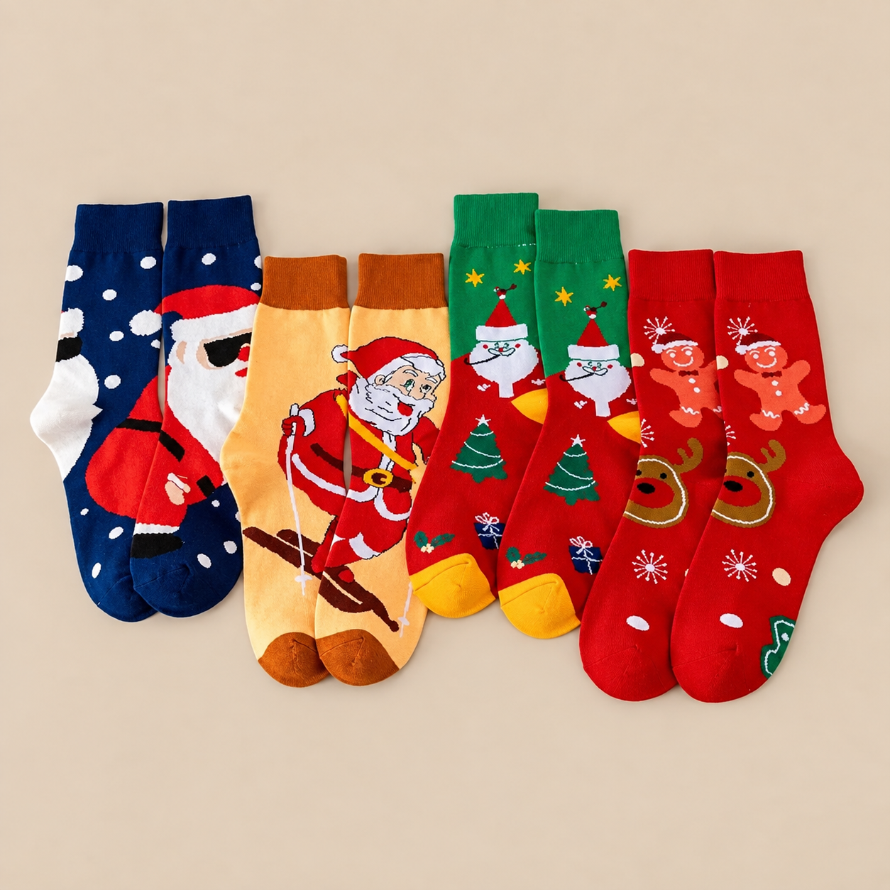 Unisex Classic Casual Cartoon Christmas Crew Socks