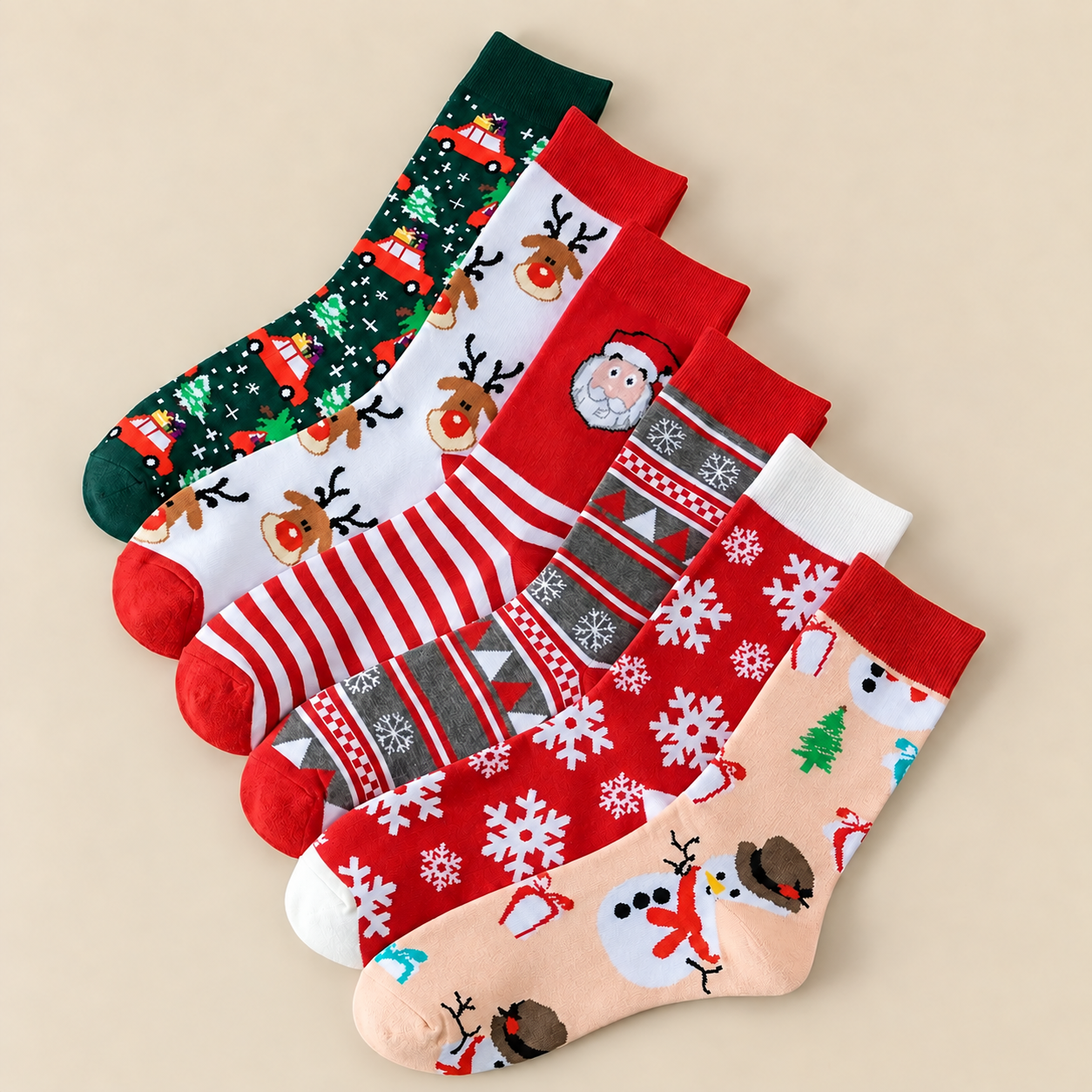 Unisex Classic Casual Cartoon Christmas Crew Socks