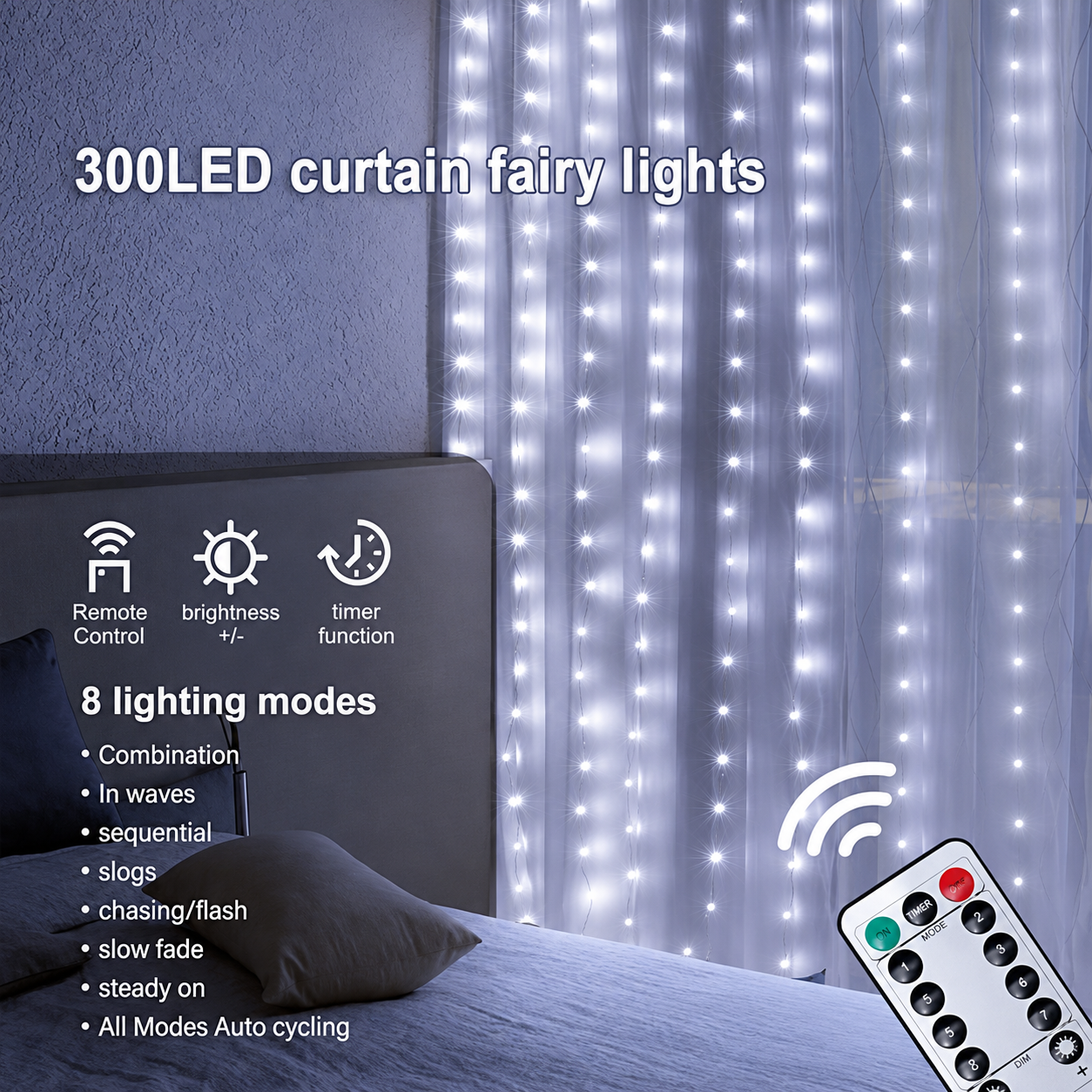 Christmas Curtain Lights With Remote Control