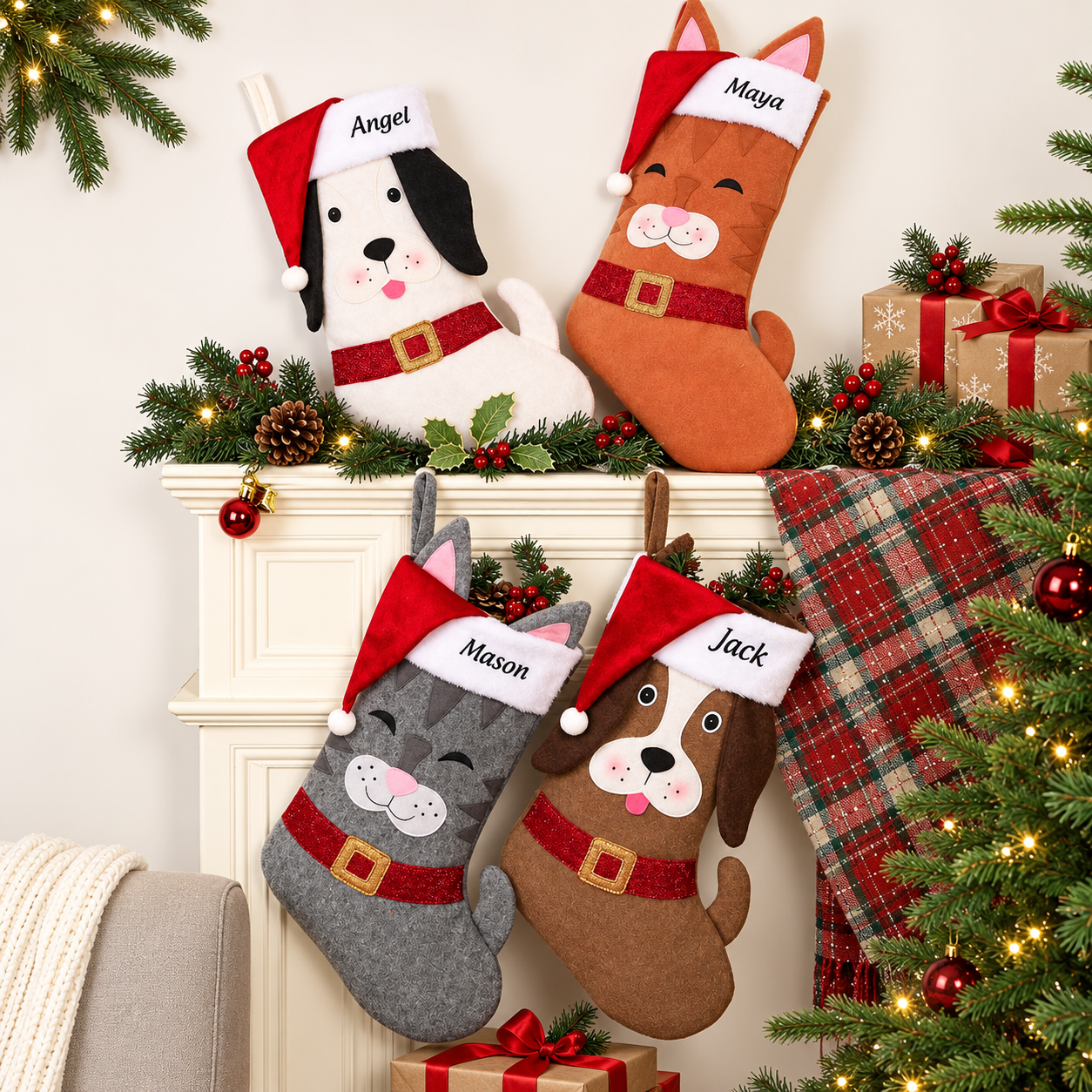 Personalized Embroidered Christmas Stocking for Dogs and Cats