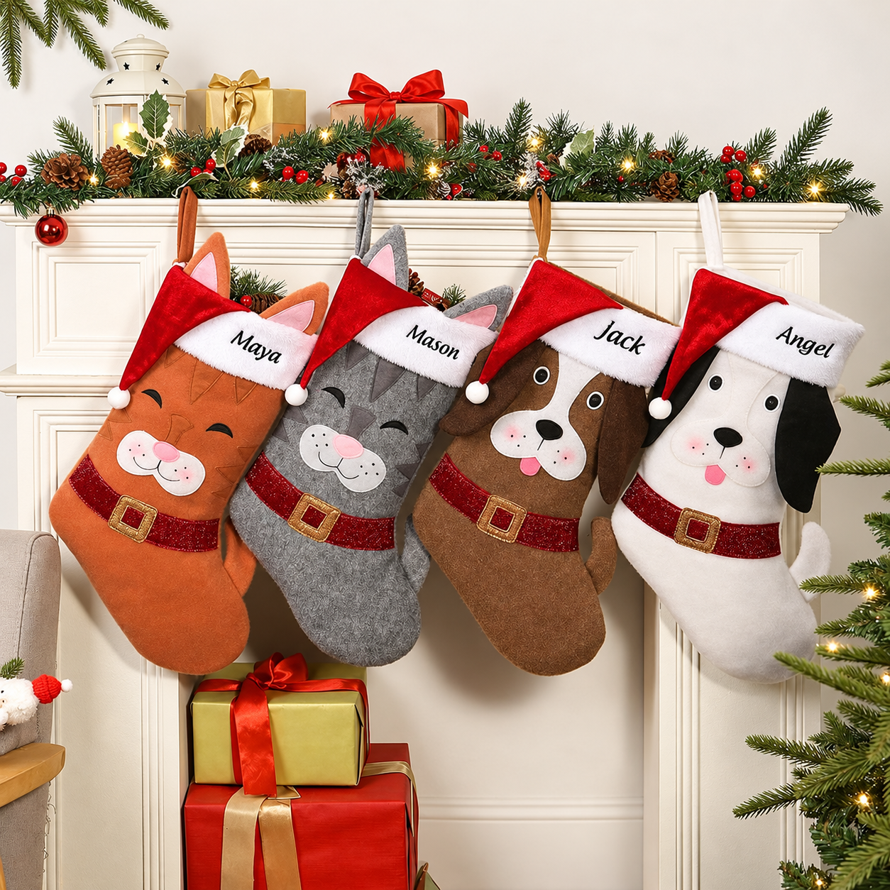 Personalized Embroidered Christmas Stocking for Dogs and Cats