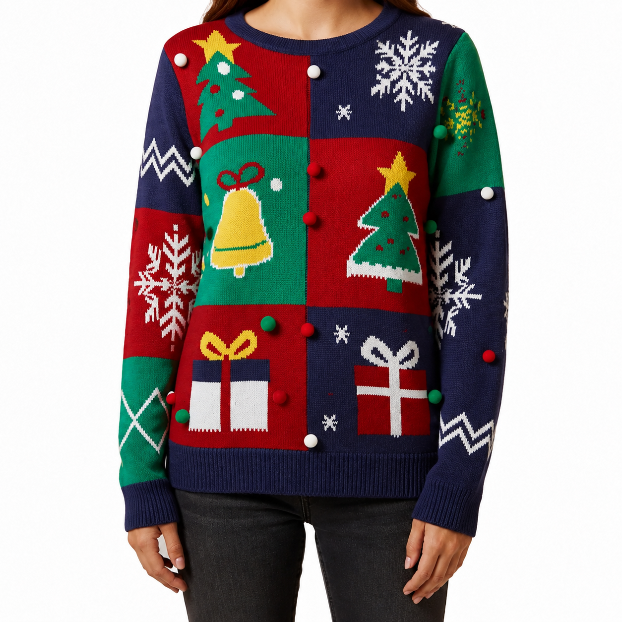 Casual Novelty Printed Christmas Pullover Sweater For Women