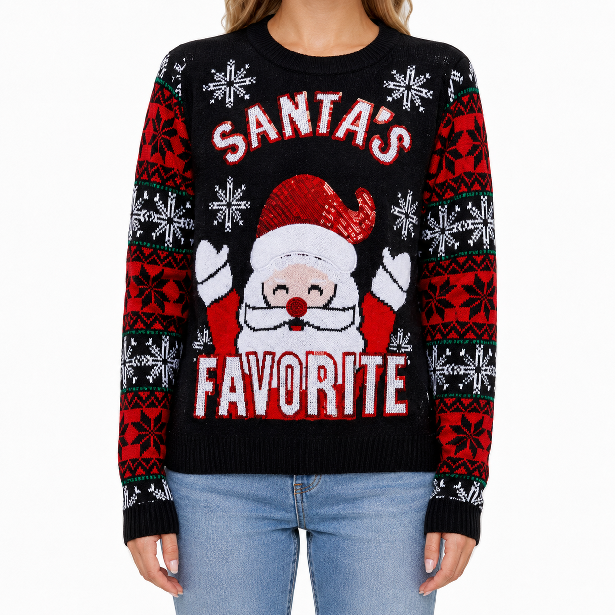 Casual Novelty Printed Christmas Pullover Sweater For Women
