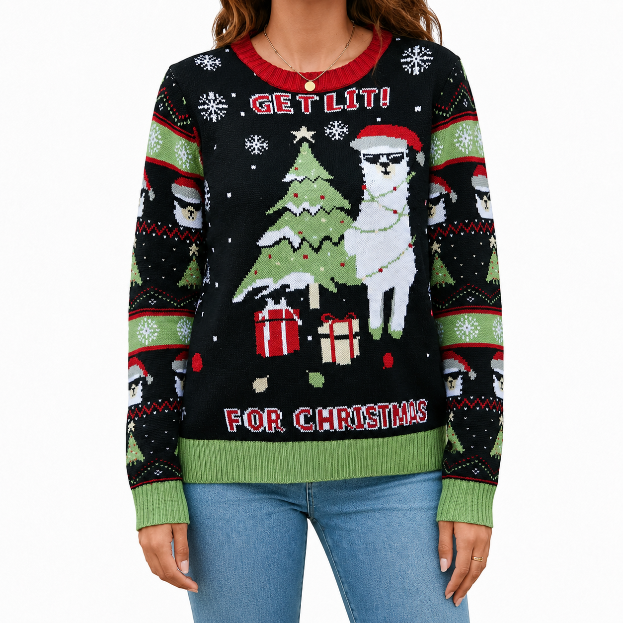 Casual Novelty Printed Christmas Pullover Sweater For Women
